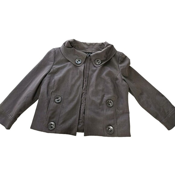 Sharagano Studio Jacket Size L, Brown Cotton Blend Lined Hook & Loop Closures - Picture 1 of 10